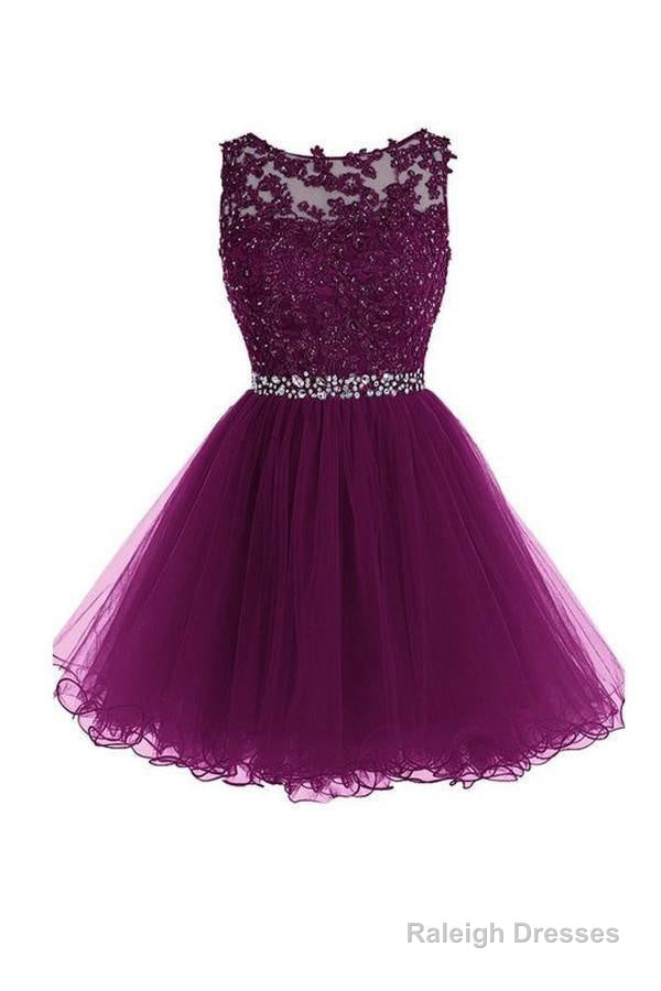 Scoop Short Grape Homecoming Dresses Mini Graduation Dresses Main image