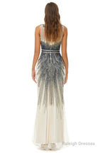 Sequin Bead Sleeveless High Neck Mermaid Prom Dresses