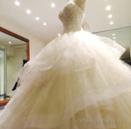 Sequin Beaded Sweetheart Organza Ruffles Wedding Dresses Ball Gown