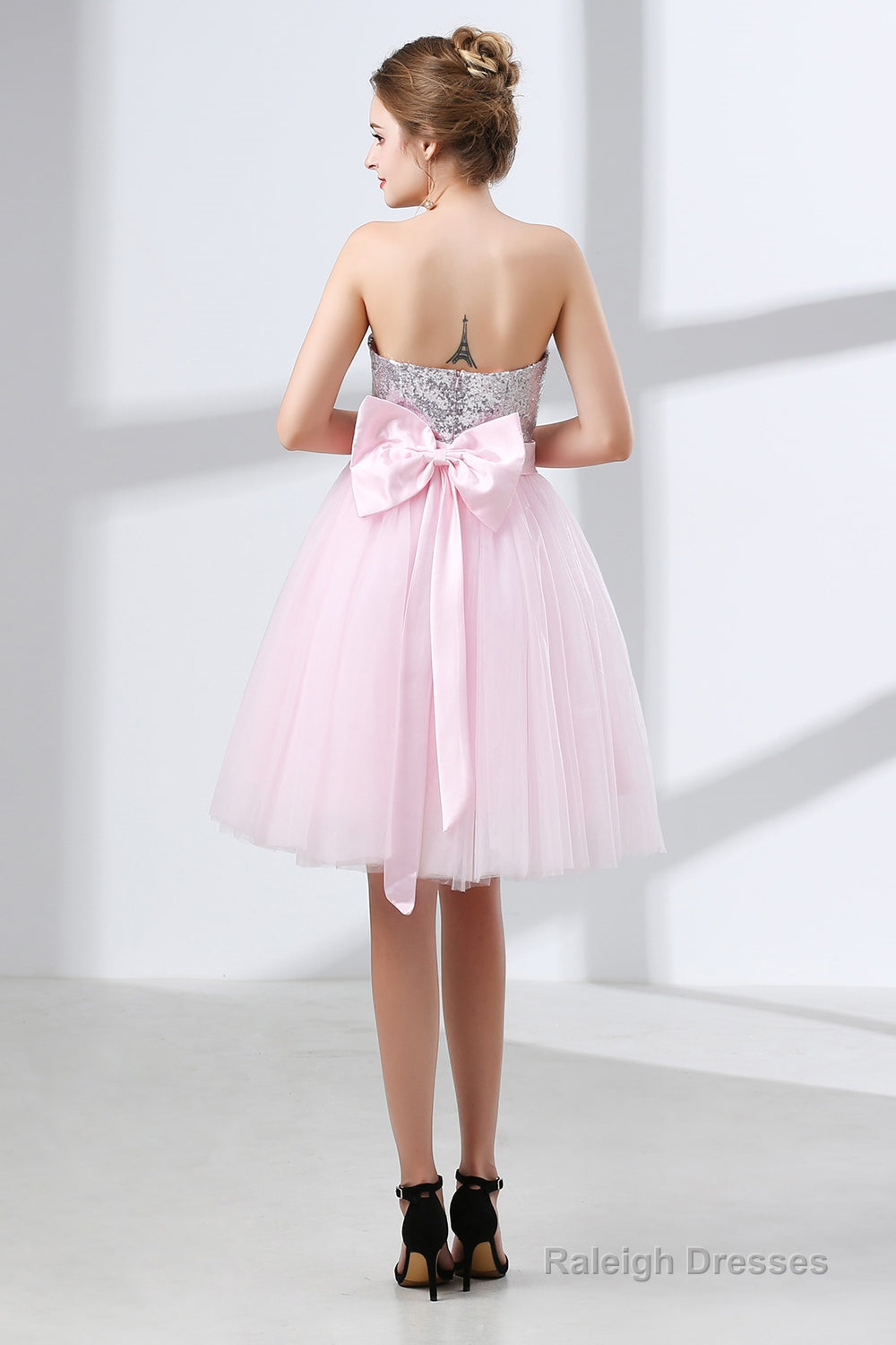 Sequin Lace & Tulle Sweetheart Neckline Short Length A-line Bridesmaid Dresses