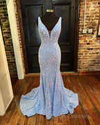 Sequin White Iridescent Formal Dress  Cheap V Neck Sleeveless Prom Dress Uk