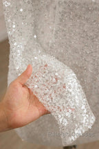 Sequined Backless Wedding Dress With Long Detachable Sleeves