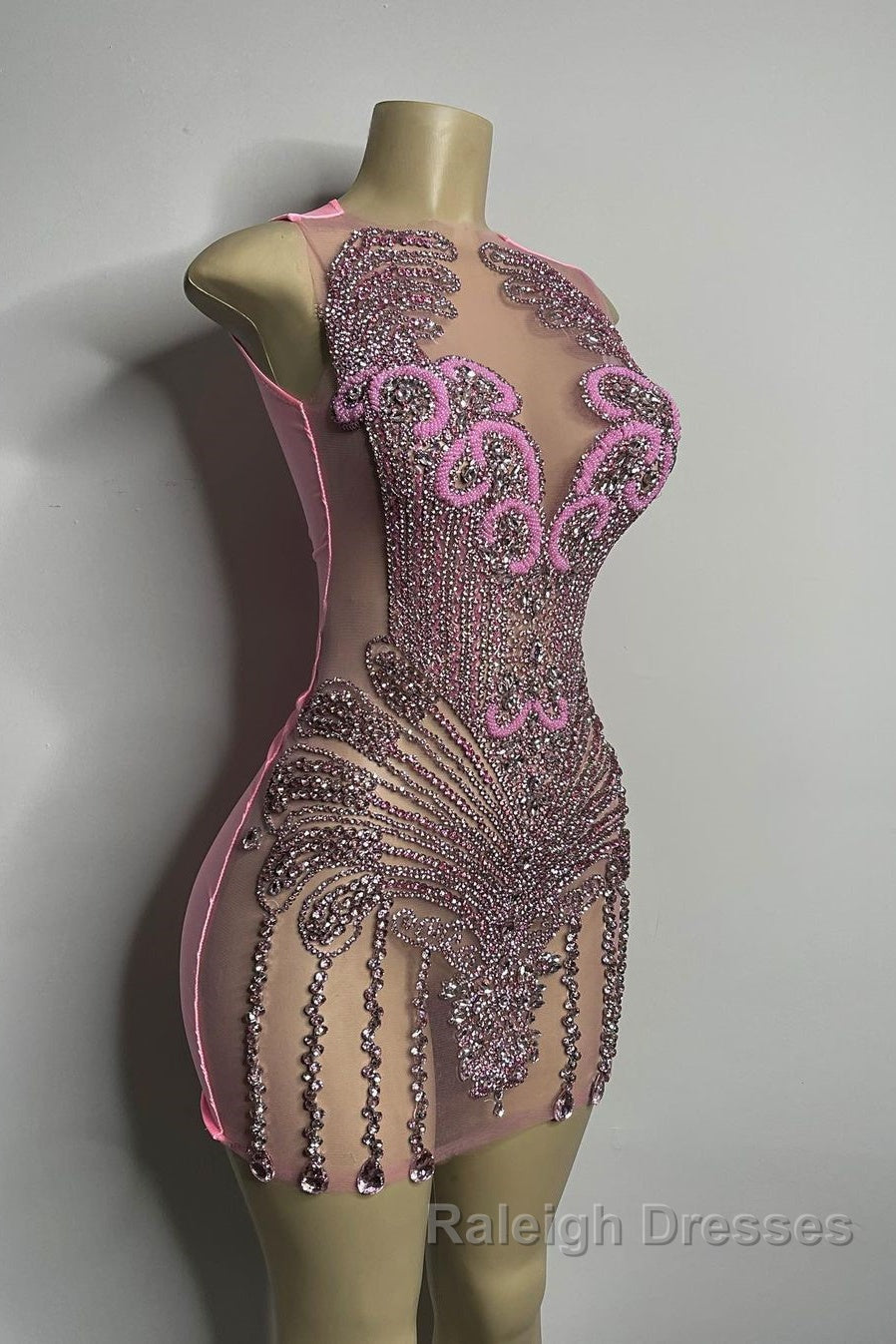 Sequined Mermaid Jewel Jersey Beading Sleeveless Mini Rhinestone Party Dress Secondary image