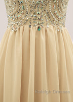 Sequined Spaghetti Straps Chiffon Long Prom Dress