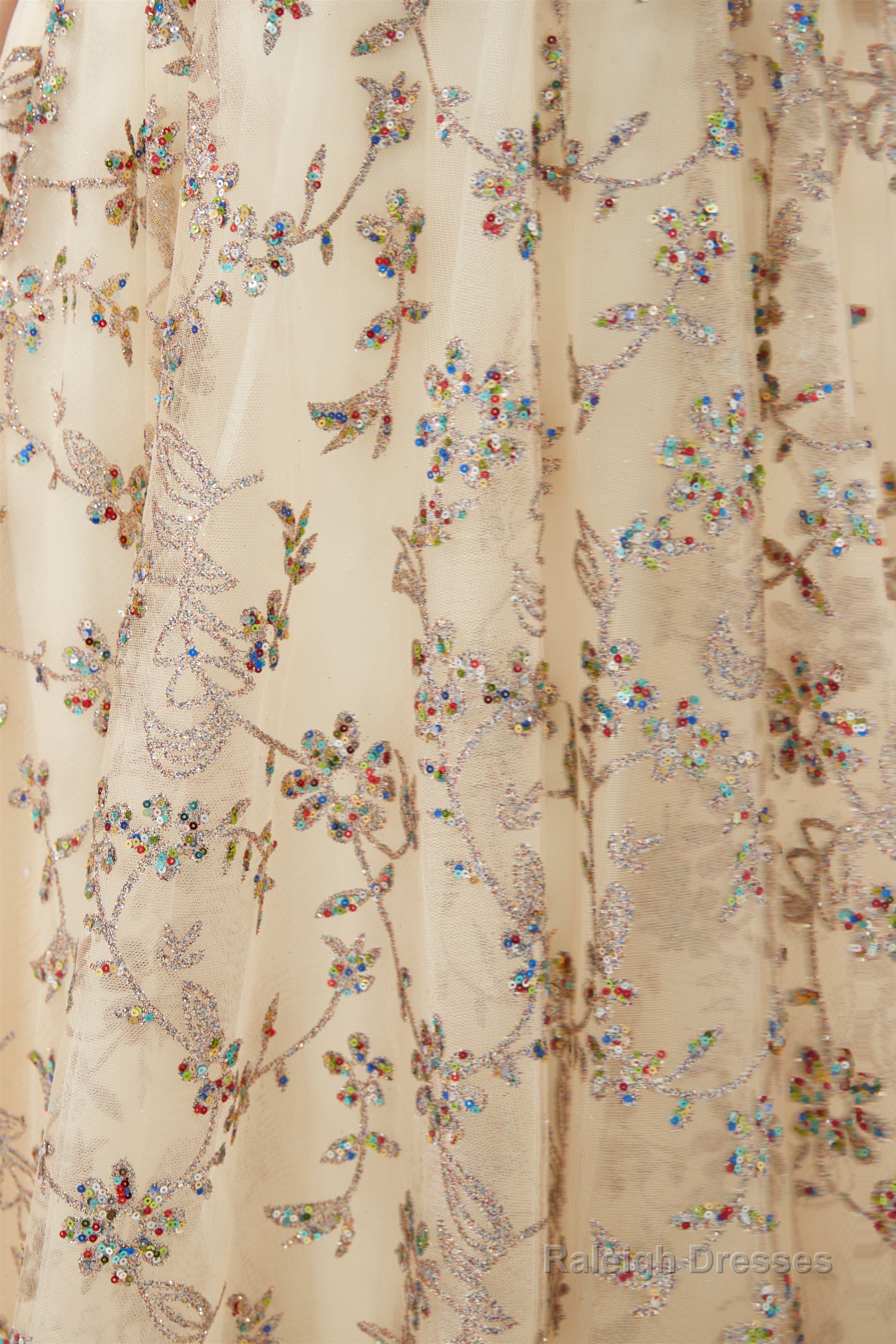 Sequined V Neck A Line Off Shoulder Strap Long Floor Length Prom Dresses