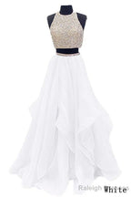 Sequins Beaded Organza Layered Two Piece Ball Gowns Prom Dress Wedding Prom Dress