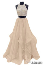 Sequins Beaded Organza Layered Two Piece Ball Gowns Prom Dress Wedding Prom Dress