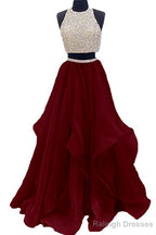 Sequins Beaded Organza Layered Two Piece Ball Gowns Prom Dresses,Wedding Party Dresses