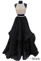 Sequins Beaded Organza Layered Two Piece Ball Gowns Prom Dress Wedding Prom Dress