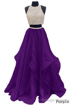 Sequins Beaded Organza Layered Two Piece Ball Gowns Prom Dress Wedding Prom Dress