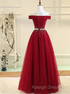 Sequins Burgundy Long Off The Shoulder Prom Dress