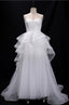 Sequins Lace Strapless Ruffled BallGowns Wedding Dresses With Train