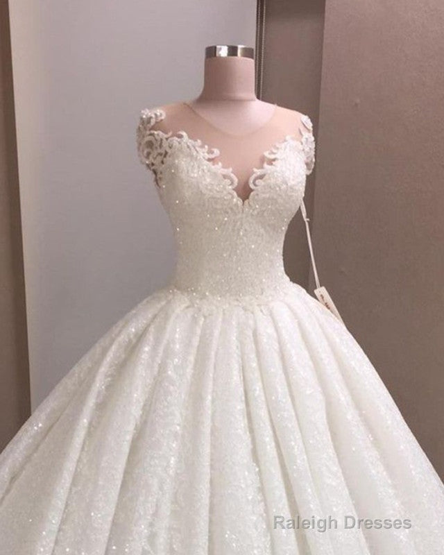 Sequins Lace Wedding Dresses Ball Gowns Scoop Neck Secondary image