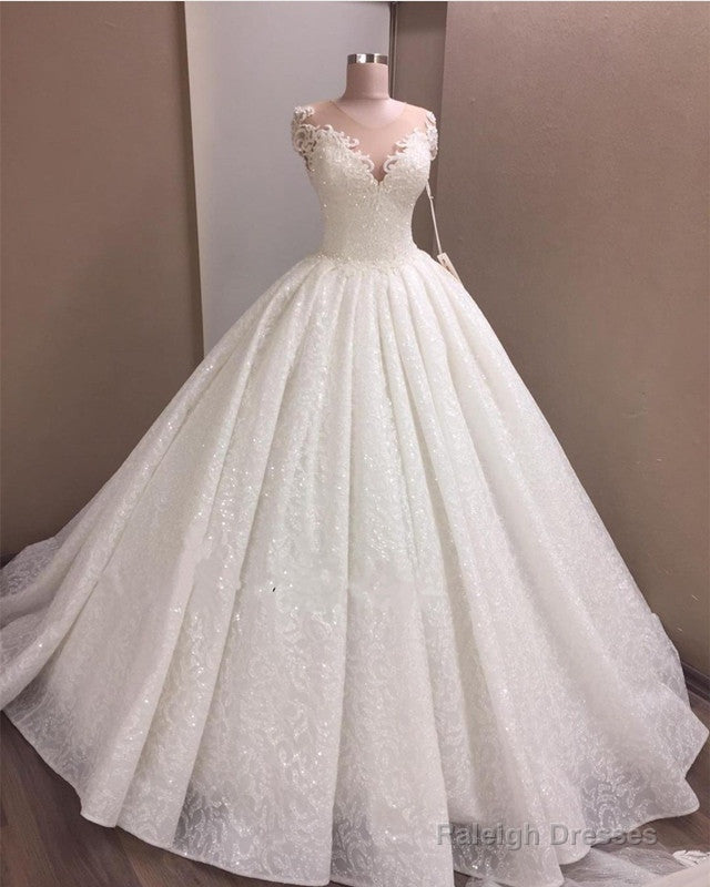 Sequins Lace Wedding Dress Ball Gown Scoop Neck Main image