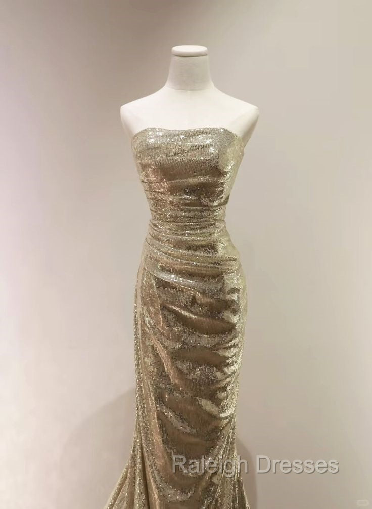 Sequins Mermaid Scoop Long Prom Dress, Long Prom Dress