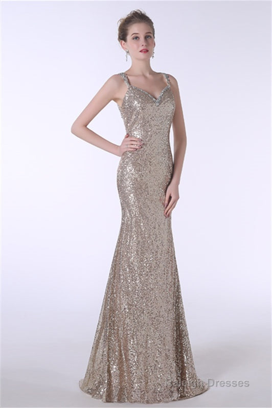 Sequins Mermaid Spaghetti Straps Sleeveless Prom Dresses Secondary image