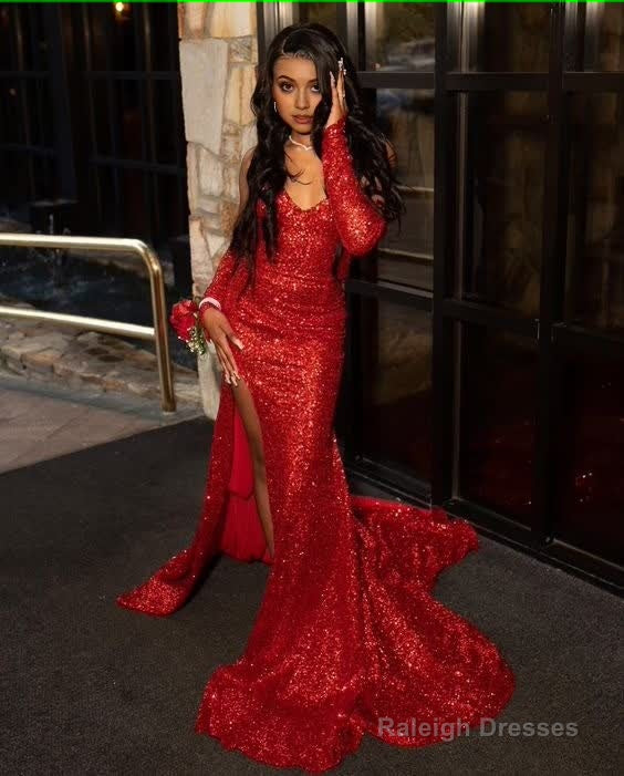 Sequins Prom Dress, Red Prom Dresses, Mermaid Prom Dresses Main image