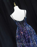 Sequins V-Neckline Short Straps Homecoming Dress, Short Sequins Prom Dress