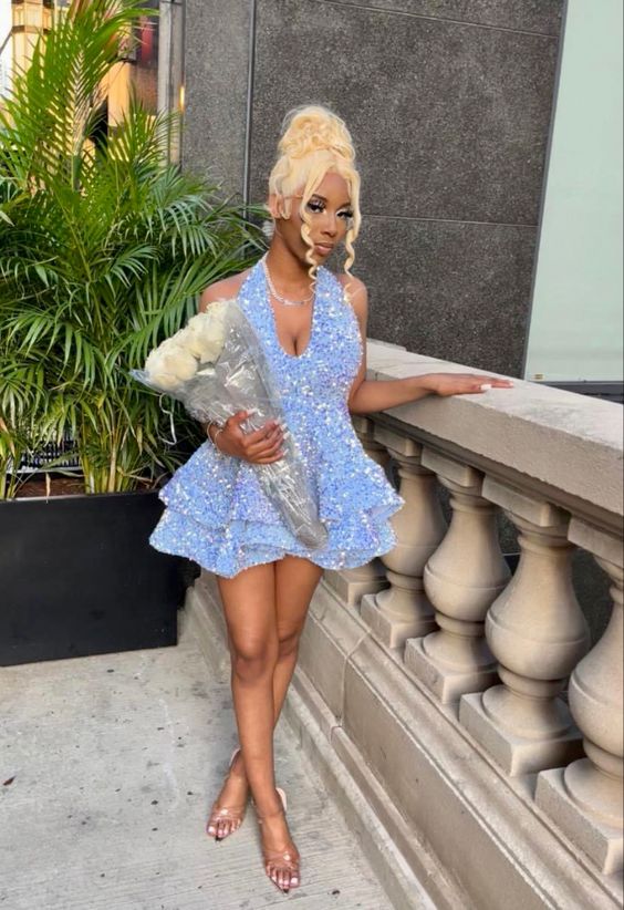 17Th Birthday Dress Short Blue Homecoming Dresses Birthday Outfits Main image