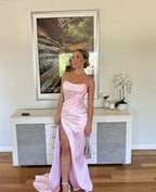 17Th Birthday Dress Stapless Mermaid Prom Dress For Black Girls Thigh-High Slits Pleats Beading Birthday Outfits