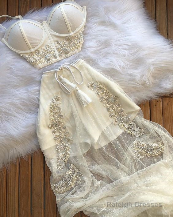 2 Pieces White Tulle Prom Dress Main image