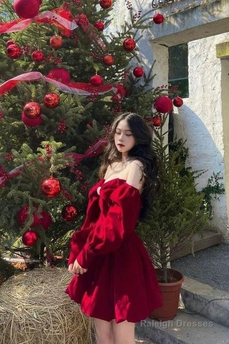 Sexy A Line Burgundy 18Th Long Sleeves Birthday Dresses Short Birthday Outfits Secondary image