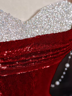 Mermaid Burgundy Sequin Long Prom Dresses