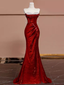 Mermaid Burgundy Sequin Long Prom Dresses
