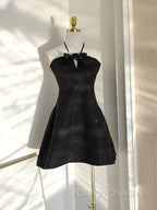 Sexy A Line Halter Black Holiday Dress Travel Vacation Dresses Short Birthday Dress