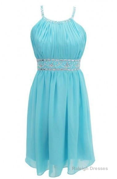 Sexy A-Line Halter Knee Length Chiffon Homecoming Dress With Beading
