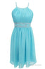 A-Line Halter Knee Length Chiffon Homecoming Dresses With Beading