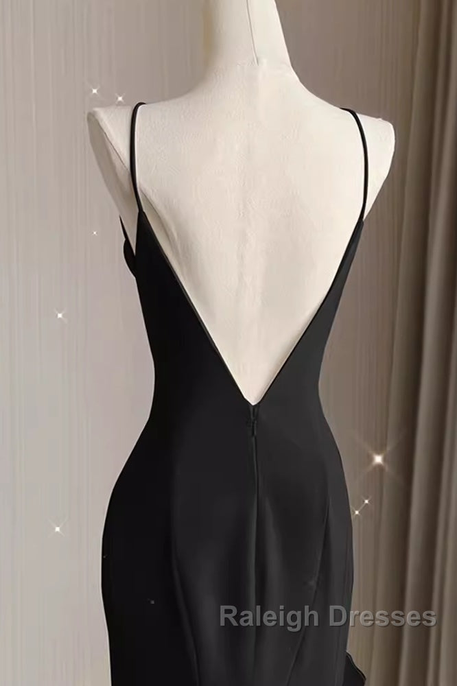 A-Line Long Senior Chiffon Black Prom Dresseses
