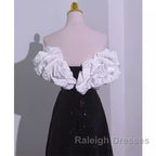 Sexy A Line Off The Shoulder Long Black Sequin Prom Dress