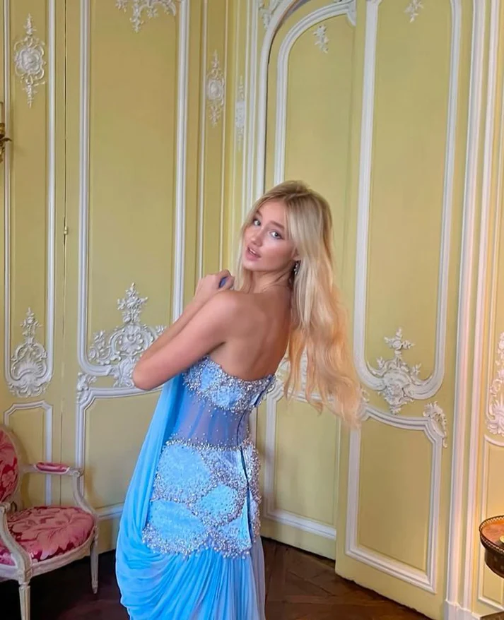 A-Line Off The Shoulder Maxi Long Prom Light Blue Chiffon Prom Dress Prom Dresses