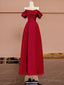 Sexy A Line Off The Shoulder Red Satin Floor Length Evening Dress Prom Dresses