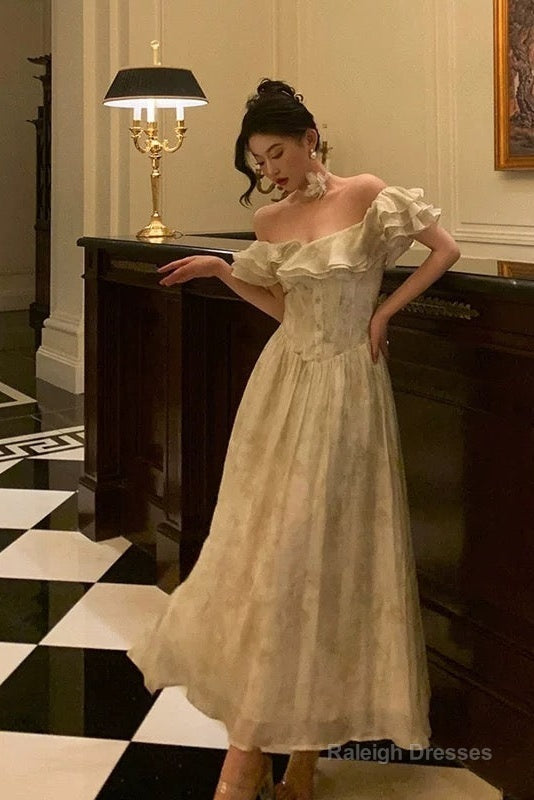 Sexy A Line Off The Shoulder Short Sleeves Floral Prom Dresses Birthday Outfits Evening Gown Secondary image