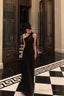 A-Line One Shoulder Black Floor Length Prom Dress Birthday Dresses