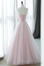Sexy A-Line Pink Tulle Long Prom Dress
