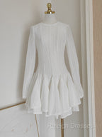 A Line Scoop Neckline White Holiday Dresses Travel Vacation Dress Short Birthday Dresses