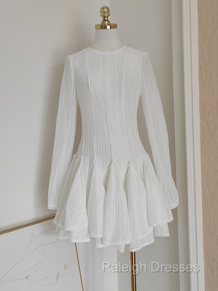 A Line Scoop Neckline White Holiday Dresses Travel Vacation Dress Short Birthday Dresses