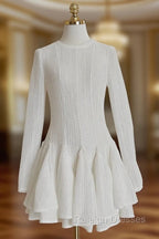 A Line Scoop Neckline White Holiday Dresses Travel Vacation Dress Short Birthday Dresses