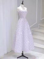 A-Line Sleeveless Pink Floral Long Prom Dresses