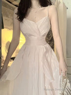 A-Line Spaghetti Straps Champagne Prom Dress Night Dresses Birthday Outfits