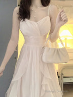 A-Line Spaghetti Straps Champagne Prom Dress Night Dresses Birthday Outfits