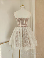 Sexy A Line Spaghetti Straps Lace Holiday Dress Travel Vacation Dresses Short Birthday Dress