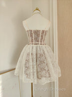 A Line Spaghetti Straps Lace Holiday Dresses Travel Vacation Dress Short Birthday Dresses
