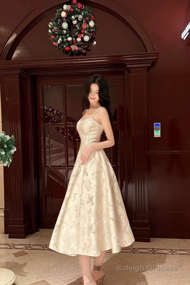 A-Line Spaghetti Straps Neckline Satin Prom Dresses Lace Prom Dress