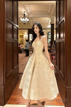 A-Line Spaghetti Straps Neckline Satin Prom Dresses Lace Prom Dress