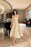 A-Line Spaghetti Straps Neckline Satin Prom Dresses Lace Prom Dress