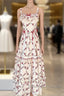 A Line Square Neckline Sleeveless WomenS Red Floral Holiday Dresses Vacation Dress Birthday Dresses